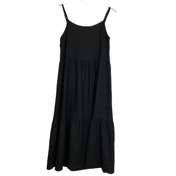 Urban Renewal Black Tiered Midi Dress Medium Boho Western Hippie Basic Summer - Picture 3 of 6